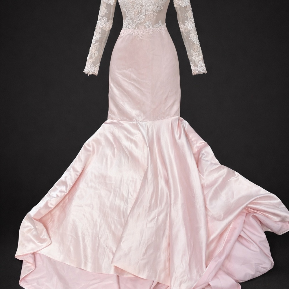 Chic Long Sleeve Pink Gown - Picture 2 of 9